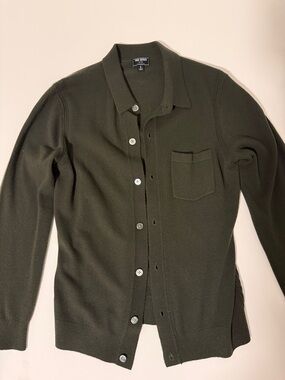 Todd Snyder Dark Olive Knit Button-Up Cardigan